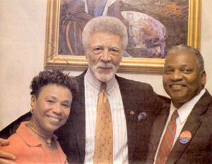 Congresswoman Barbara Lee, Majoral Candidate Dellums, and Assembly Candidate Sandre Swanson