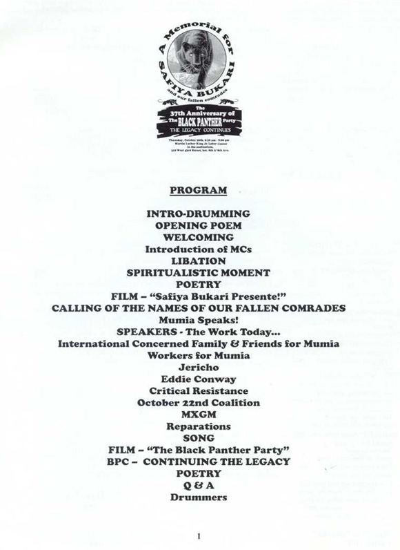 Black Panther Party 37th Anniversary -- Program