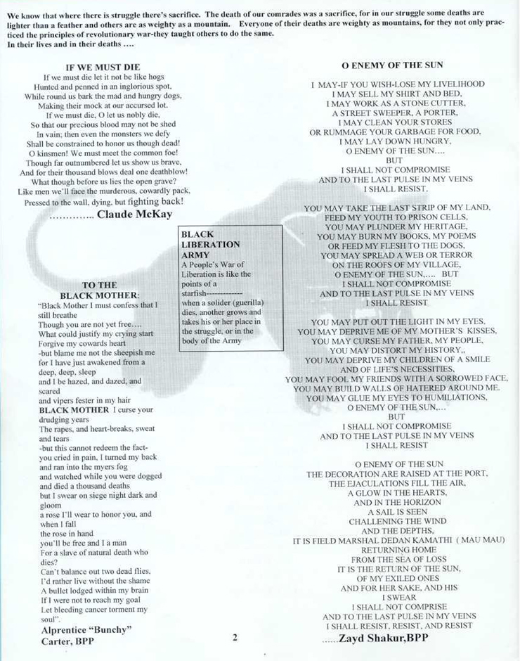 Black Panther Party 37th Anniversary -- Program (2)