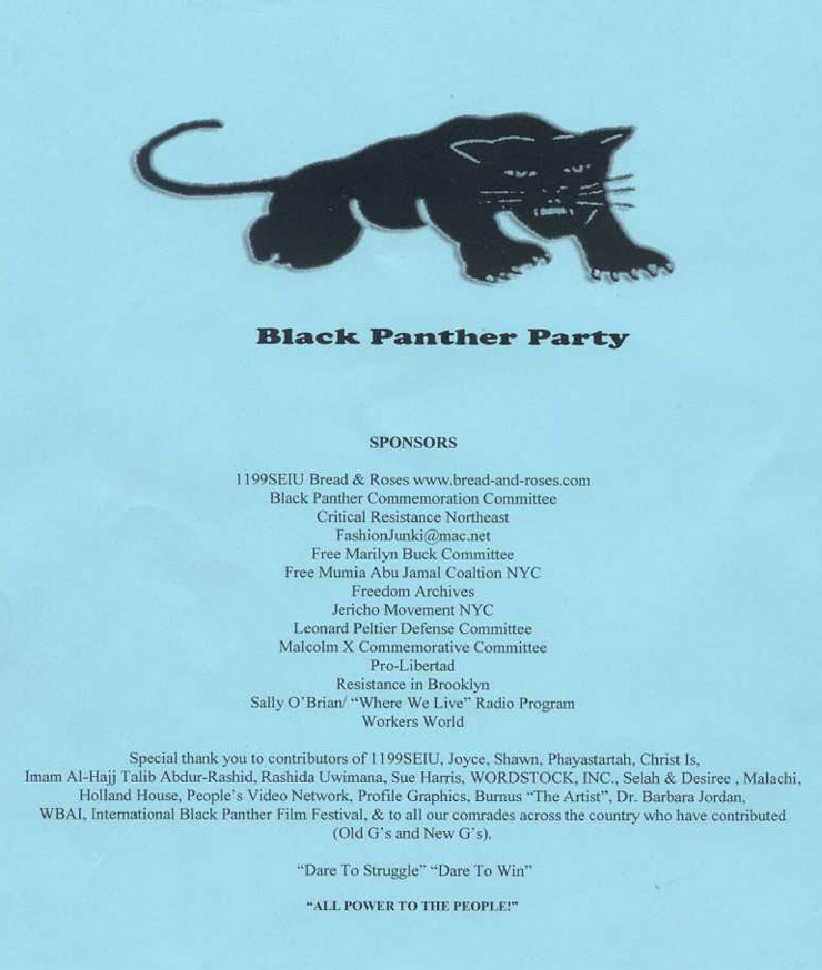 Black Panther Party 37th Anniversary -- Sponsors