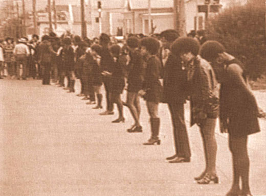 Panther women line up during funeral