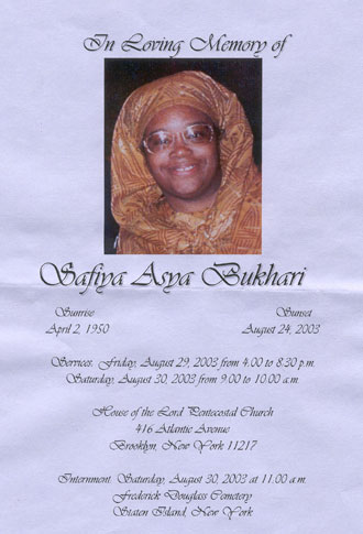 SAFIYA BUKHARI eulogy