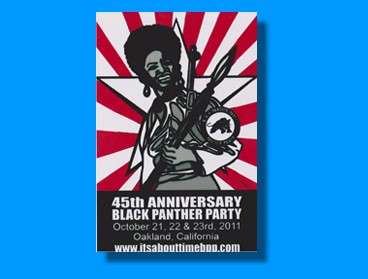 1. 45th yr poster for It's About Time Poster by Emory Douglas -- 2. Kenny Zulu Whitmore Political Prisoner, Angola